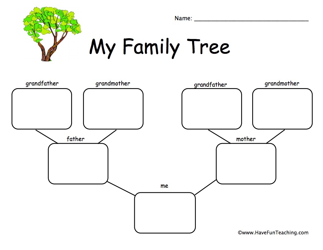 1 Child Family Tree Worksheet Have Fun Teaching Family Members Worksheets The Teaching Aunt