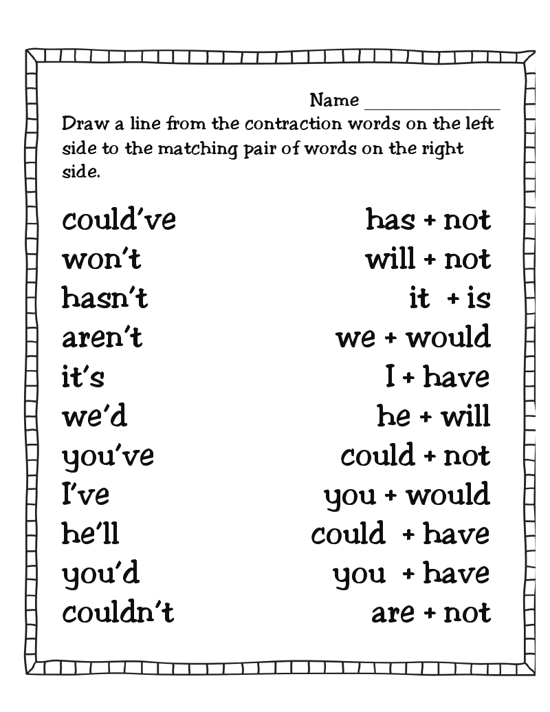 10 Contractions Ideas Contractions Worksheets 2nd Grade Contractions For Grade 2 Contractions Worksheets 1st Grade