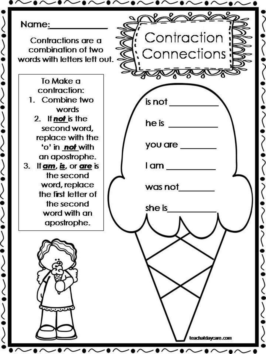 10 Printable Contractions Worksheets 1st 2nd Grade ELA Worksheets Etsy FREE Printable Contraction Practice Worksheets