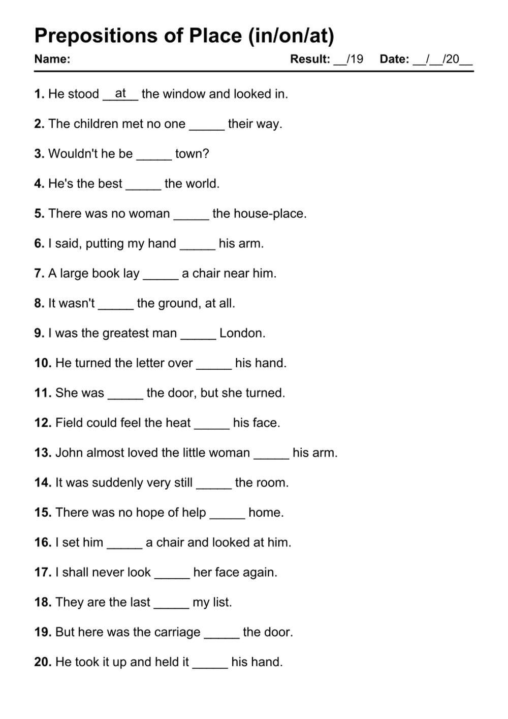 101 Prepositions Of Place PDF Worksheets With Answers Grammarism 101 Prepositions Of Place PDF Worksheets With Answers Grammarism