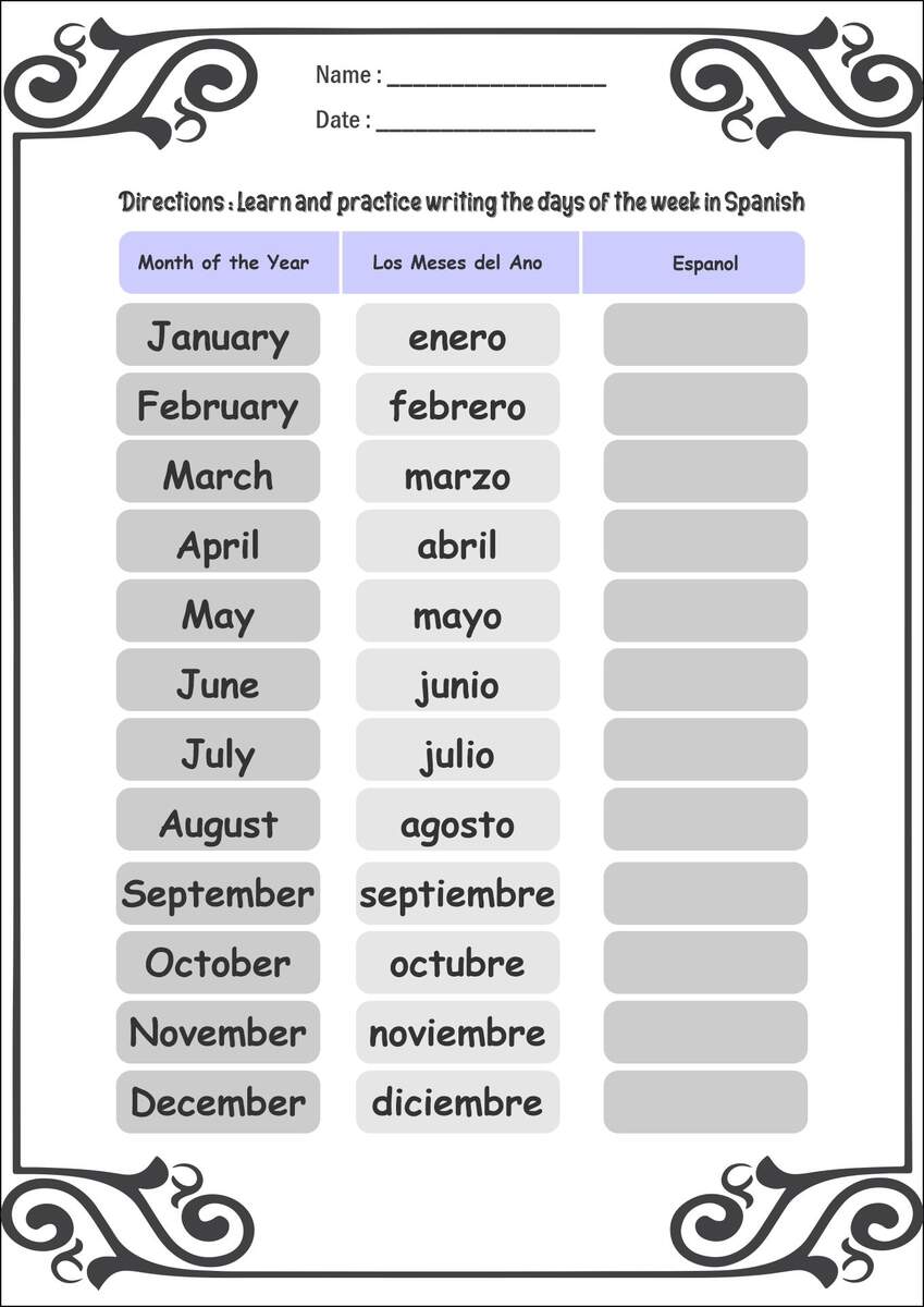 11 Free Printable Spanish Worksheets Months Free PDF At Worksheeto 11 Free Printable Spanish Worksheets Months Spanish Words For Kids Spanish Worksheets Spanish Words For Beginners