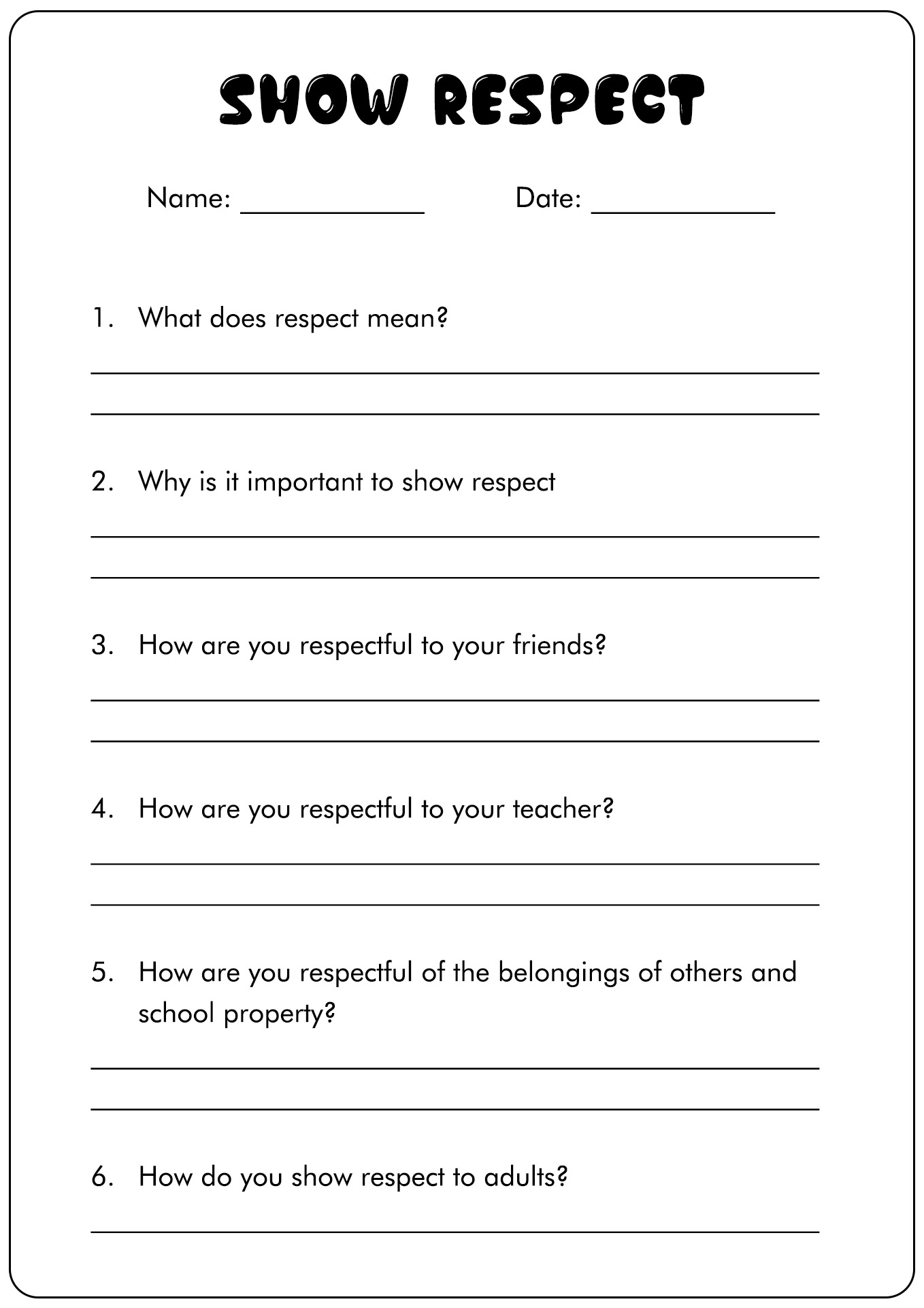 12 Respect Worksheets For Teenagers Free PDF At Worksheeto 12 Respect Worksheets For Teenagers Free PDF At Worksheeto