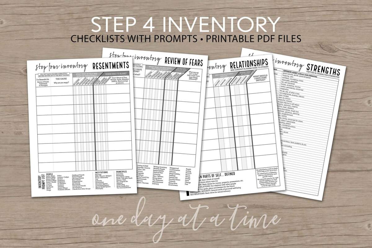 12 Step Journal Plus Step 4 Worksheets Step 10 Inventory AA NA Al anon Addiction Sobriety Recovery Instant Download 8 5x11 Printable PDF Etsy