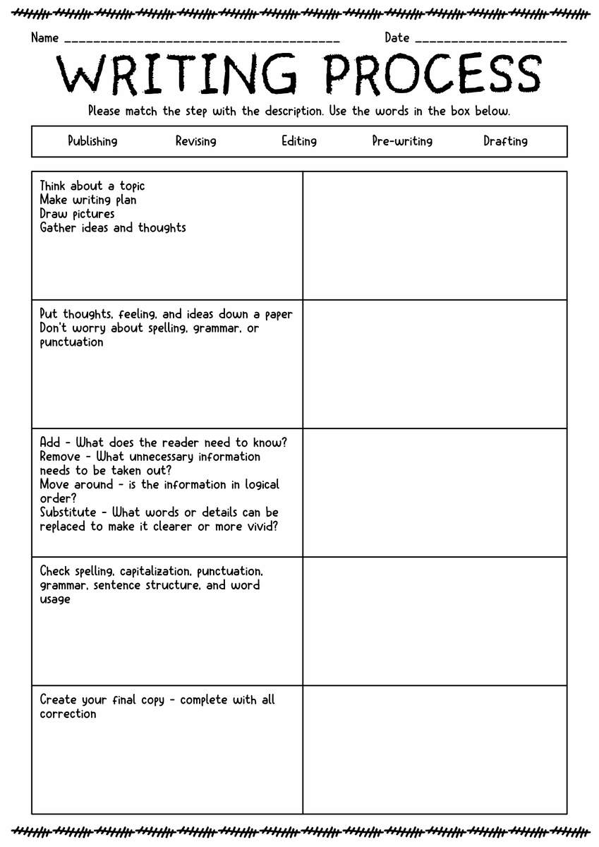 12 Writing Process Worksheets Free PDF At Worksheeto