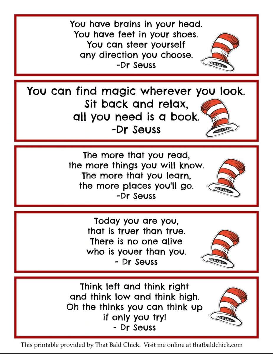 13 Dr Seuss Printables Free Bookmarks 13 Dr Seuss Printables Free Bookmarks