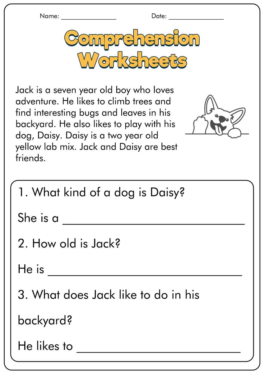 Who What When Where And Why Worksheet For 1st Grade Free Printable