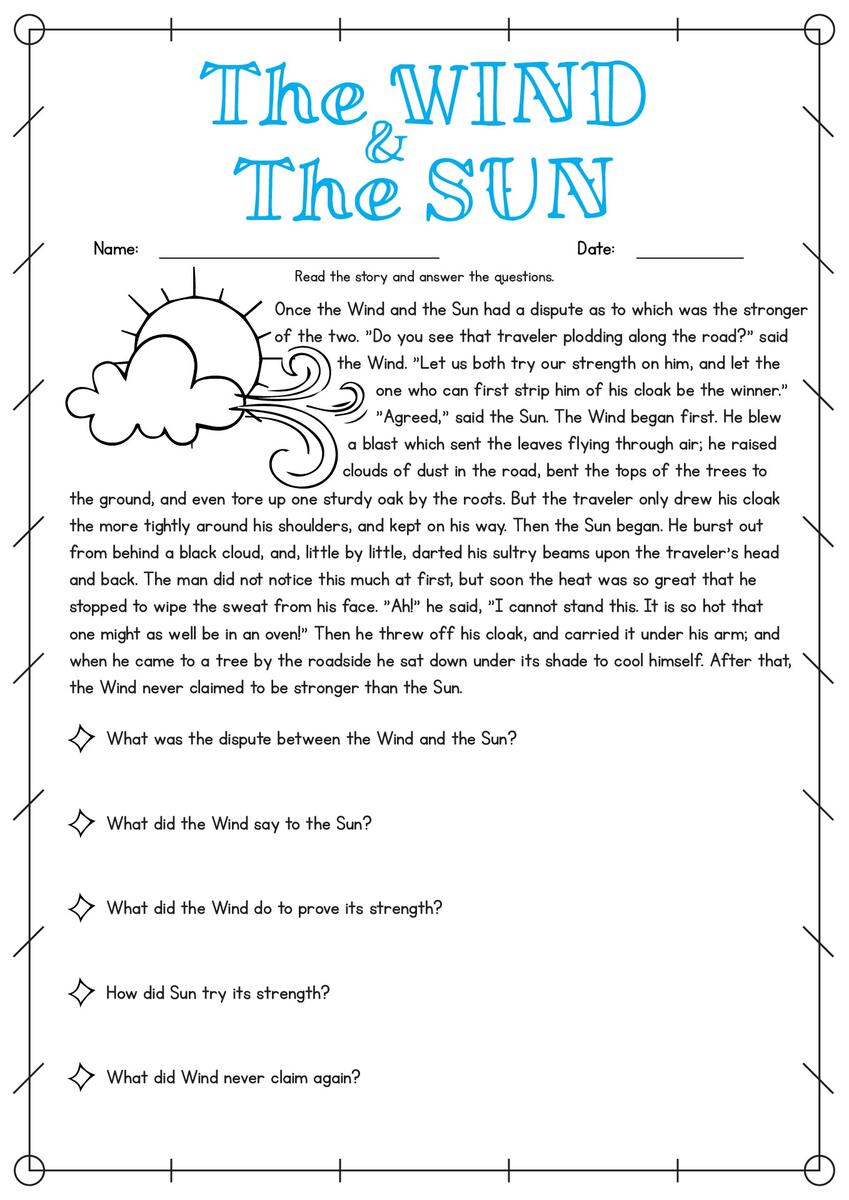 Fourth Grade Reading Comprehension Superstar Worksheets