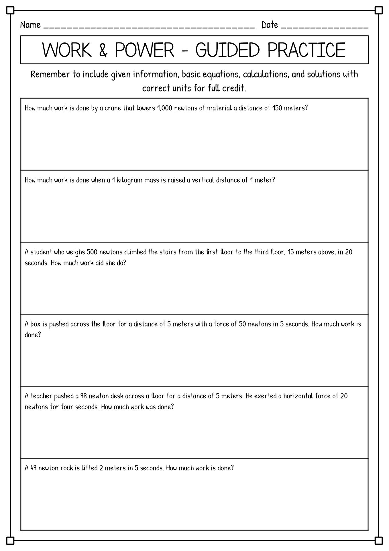 15 Physics Work Energy And Power Worksheet Free PDF At Worksheeto