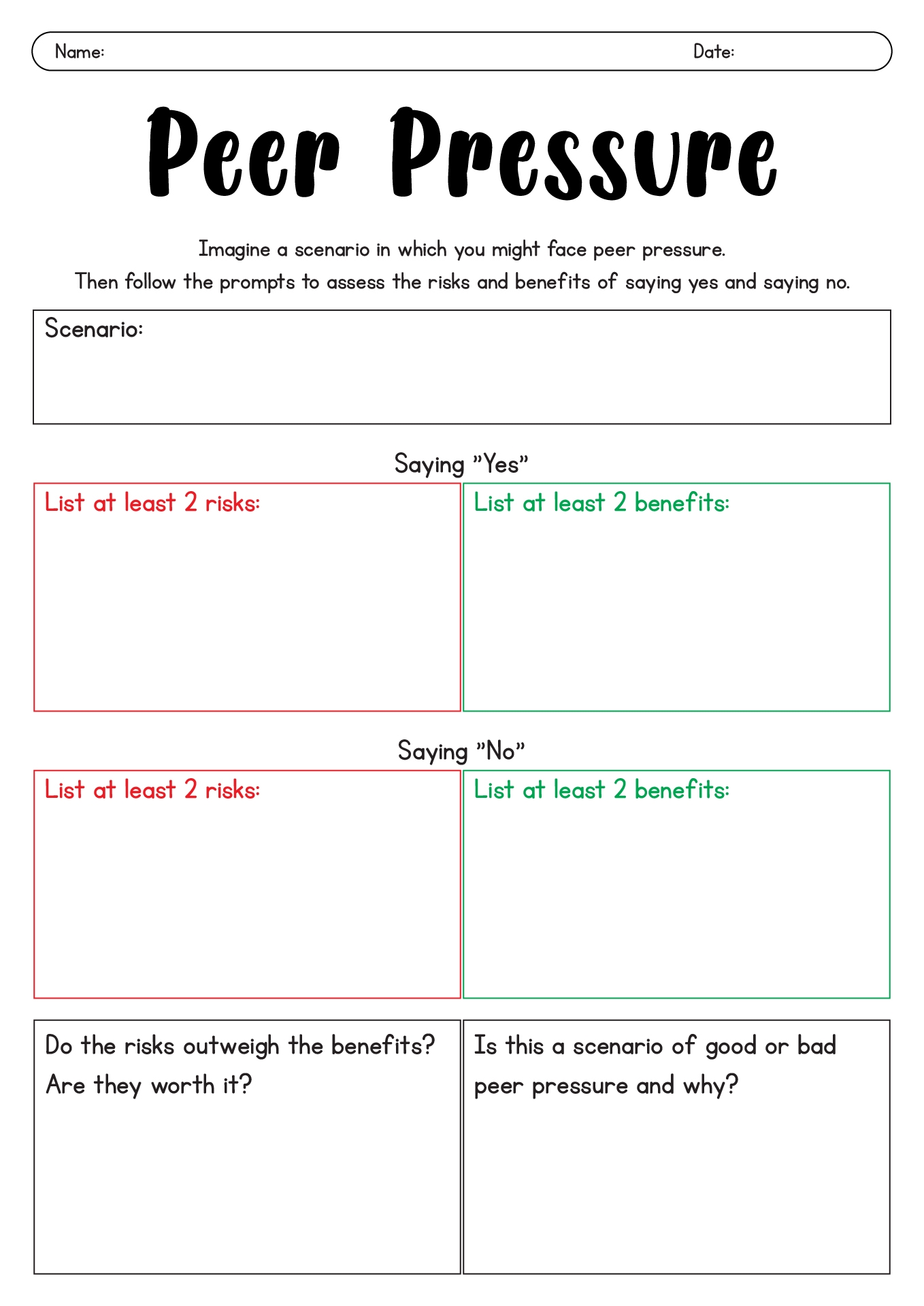 17 Peer Pressure Worksheets Printable Free PDF At Worksheeto