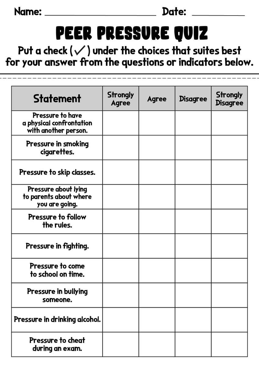 17 Peer Pressure Worksheets Printable Free PDF At Worksheeto