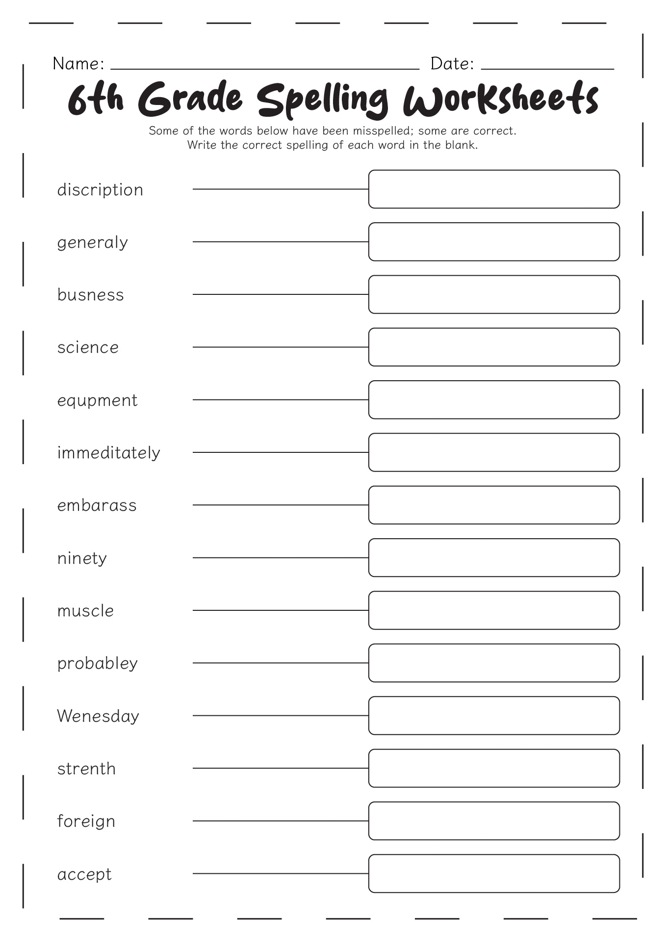 16 6th Grade Spelling Words Worksheets Free PDF At Worksheeto