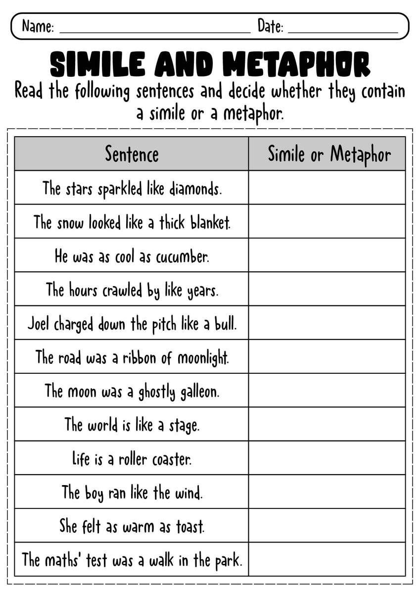 19 Free Printable Figurative Language Worksheets Free PDF At Worksheeto