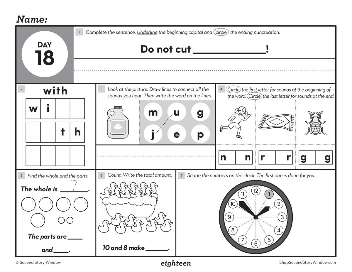 1st Grade Morning Work For Daily Math Language Review Second Story Window