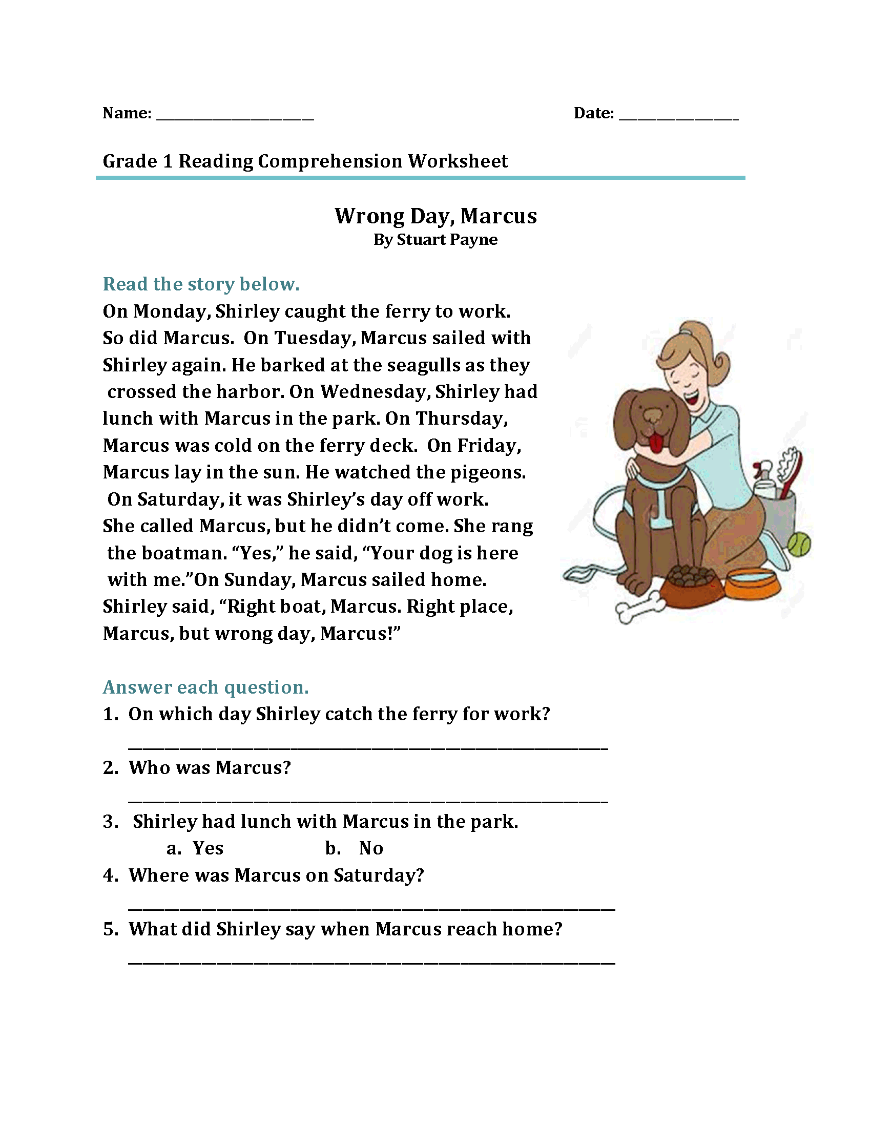 Reading Comprehension Printable Worksheet First Grade Kindergarten Instant Download Homeschool Teacher Kids Distance Etsy