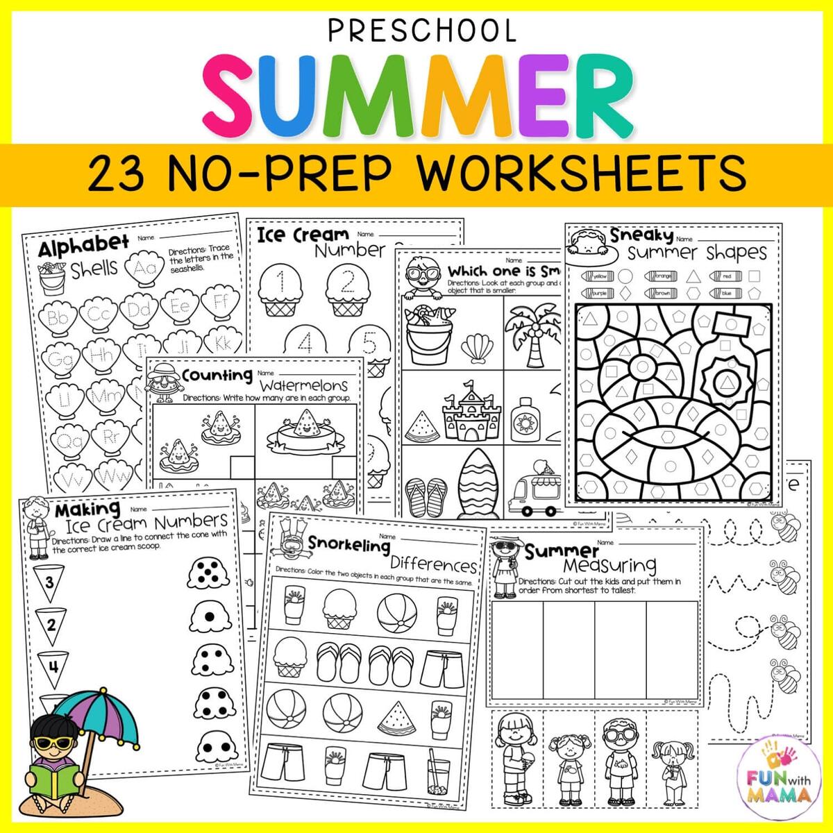 Color By Number Summer Preschool Worksheets The Keeper Of The Memories
