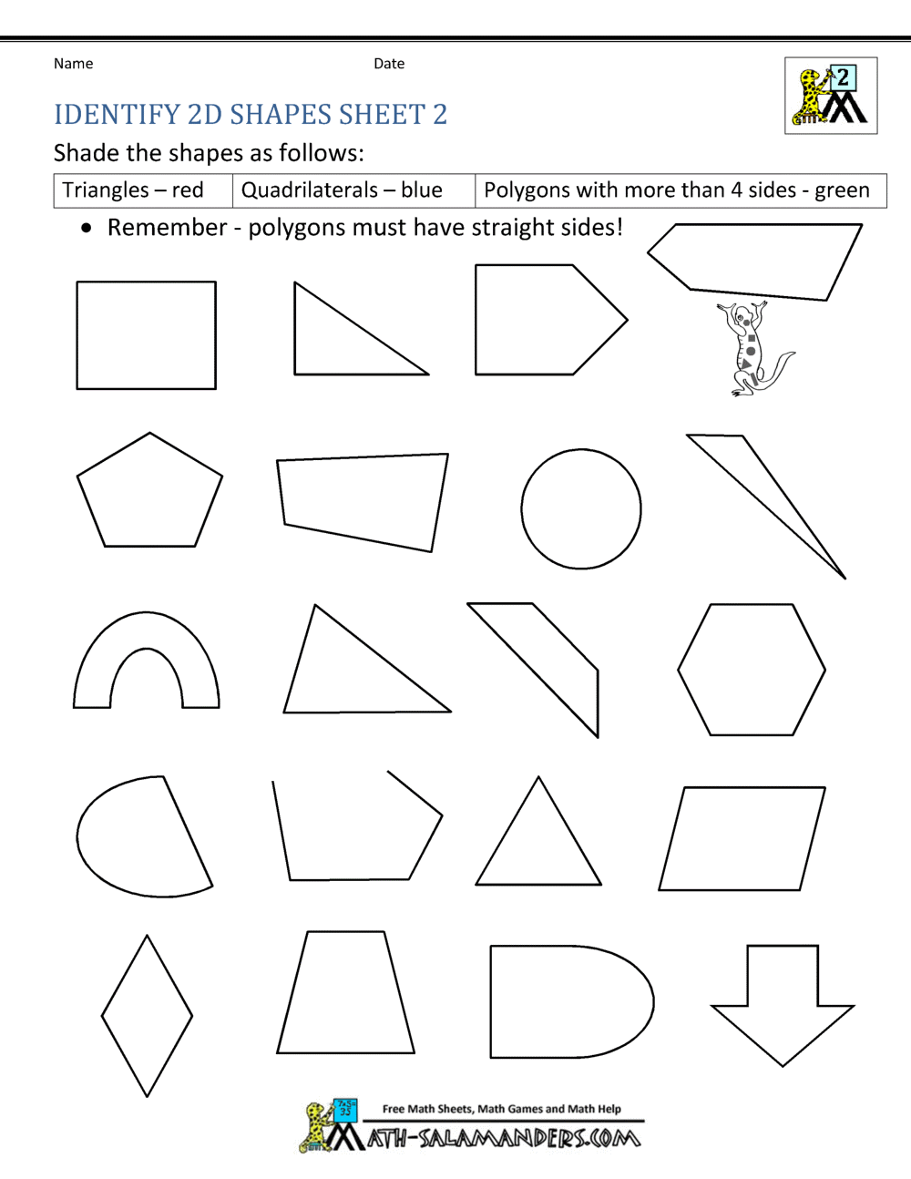 2d Shapes Worksheets