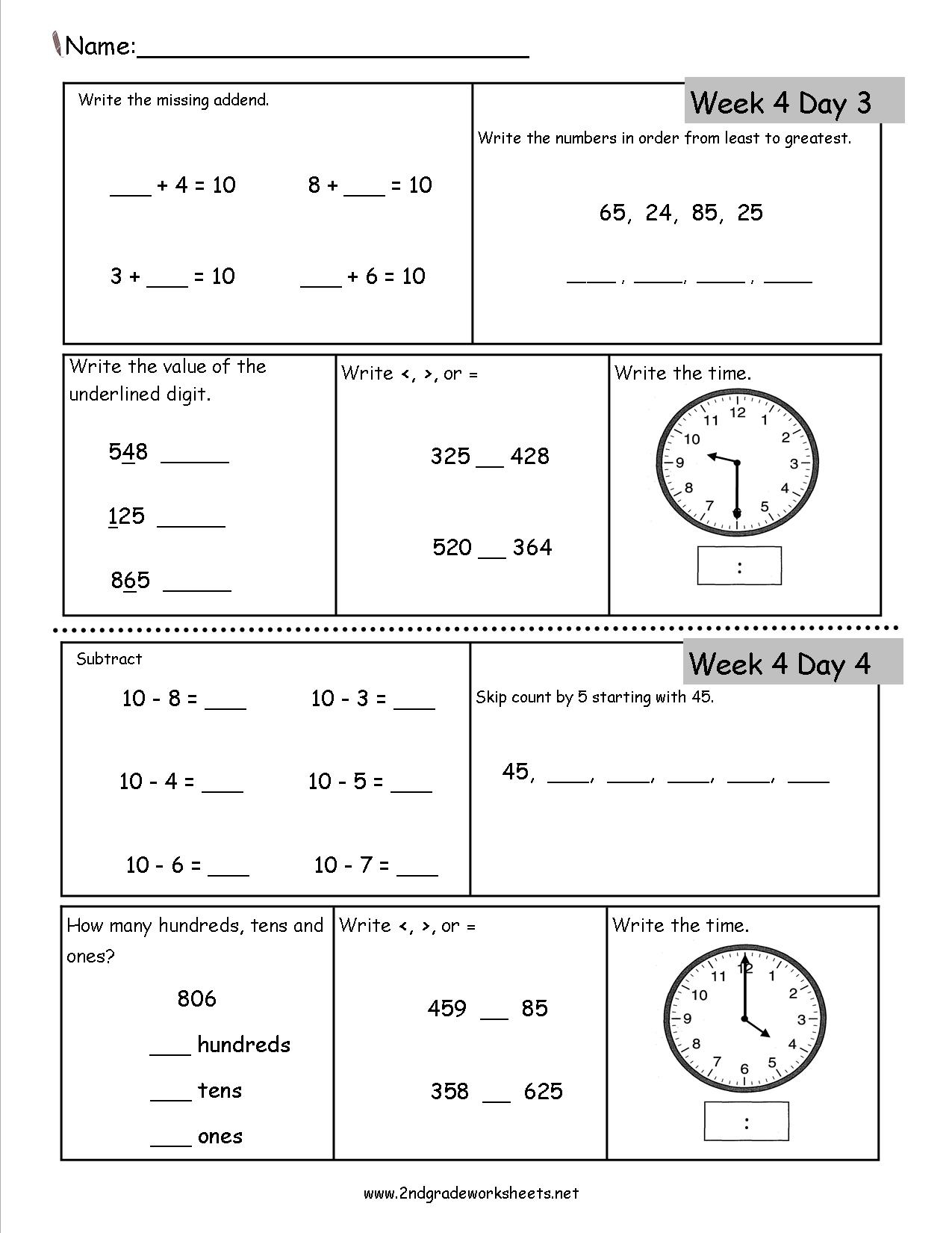 2nd Grade Math Worksheets Worksheets Library Worksheets Library