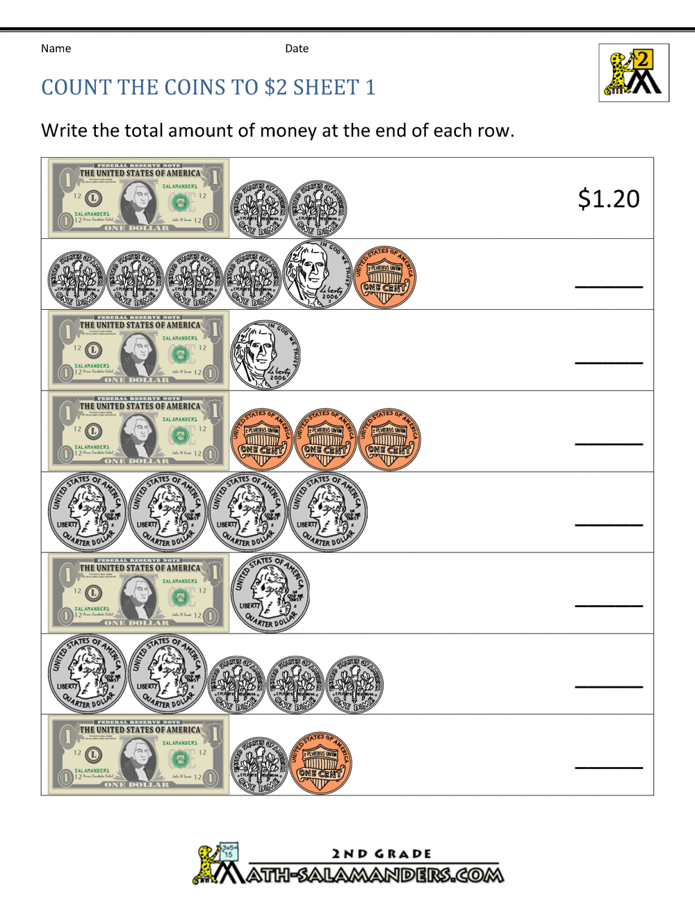 2nd Grade Money Worksheets Up To 2 2nd Grade Money Worksheets Up To 2