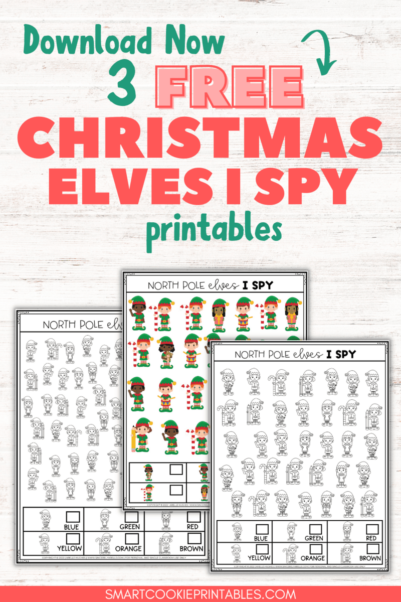 3 Free North Pole Elves I Spy Christmas Printables Smart Cookie Printables
