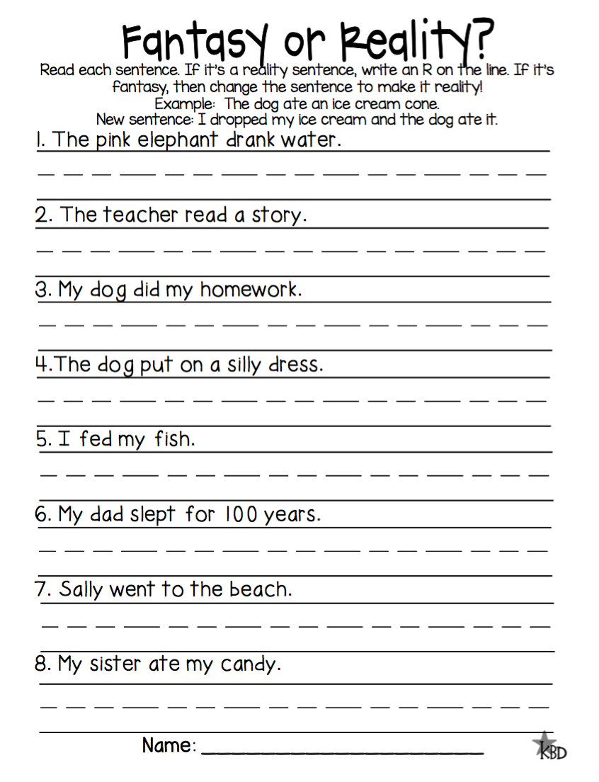English Worksheets Realism Fantasy Worksheets Library