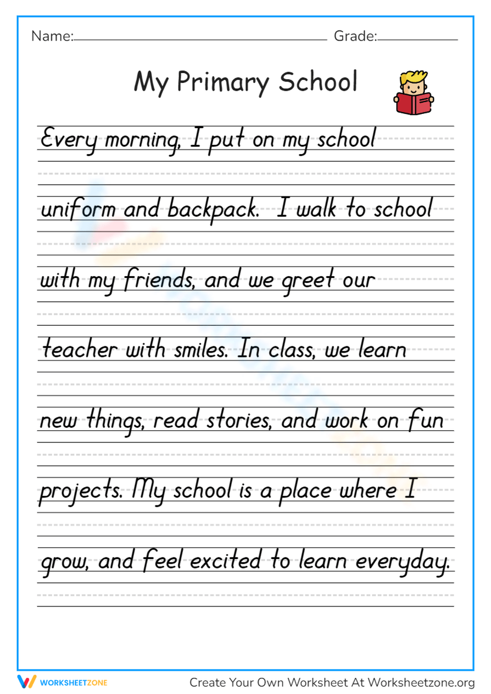 Printable 3rd Grade Handwriting Worksheets