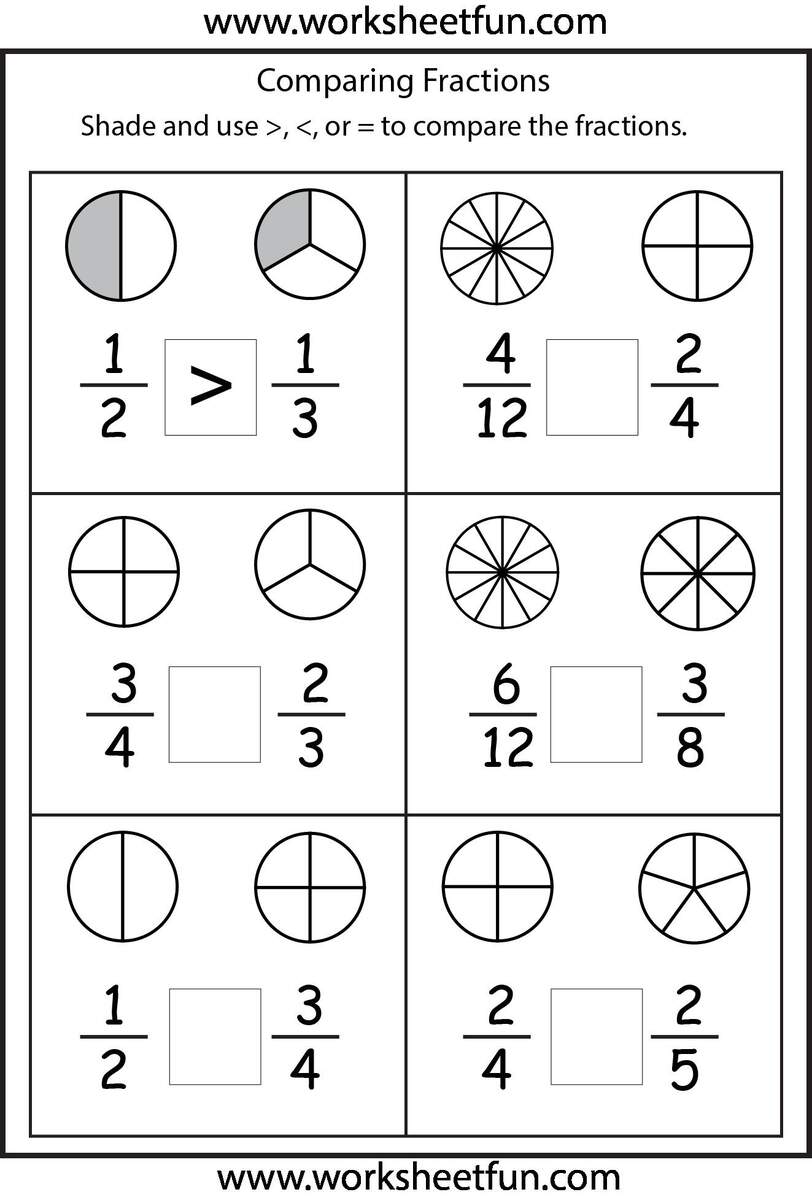 4 Free Math Worksheets Third Grade 3 Fractions And Decimals Identify Fractions Write AMP