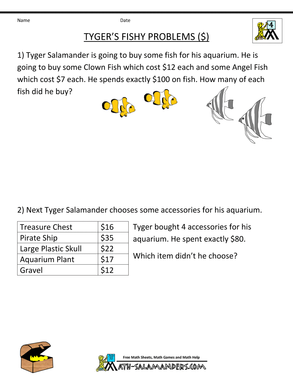 4th Grade Math Problems 4th Grade Math Problems