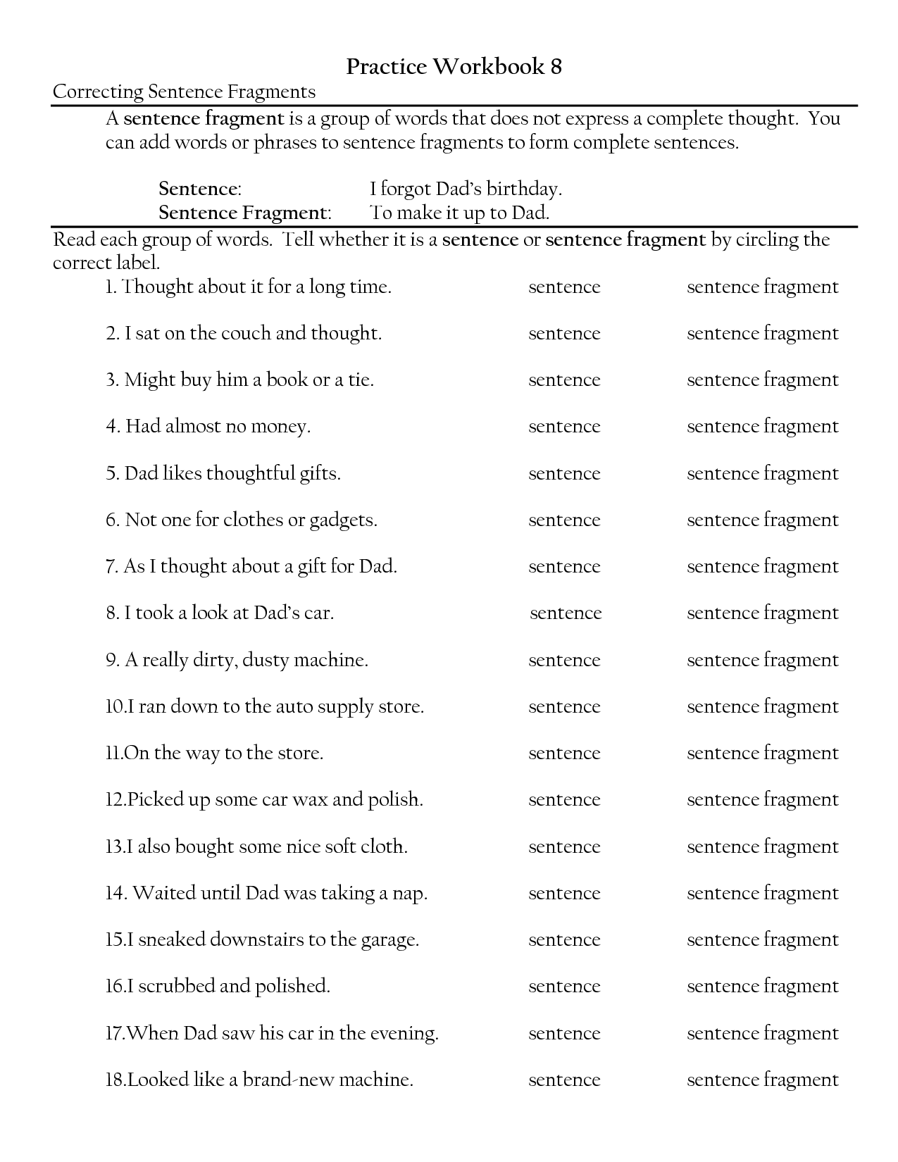 4th Grade Sentence Fragments Worksheets Google Search Sentence Worksheets Library