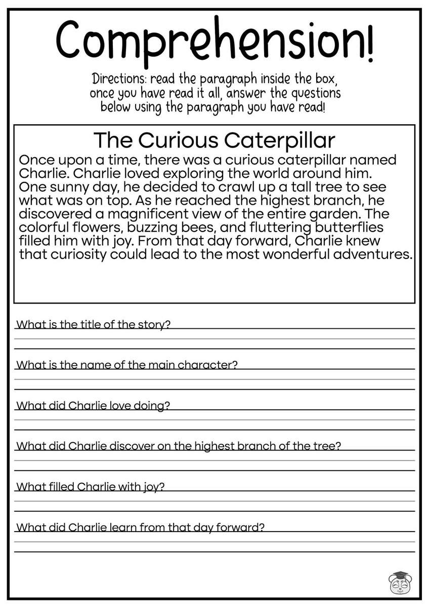 5 Printable Reading Comprehension English Worksheets Ages 4 7 KG1 To Grade 2 Etsy