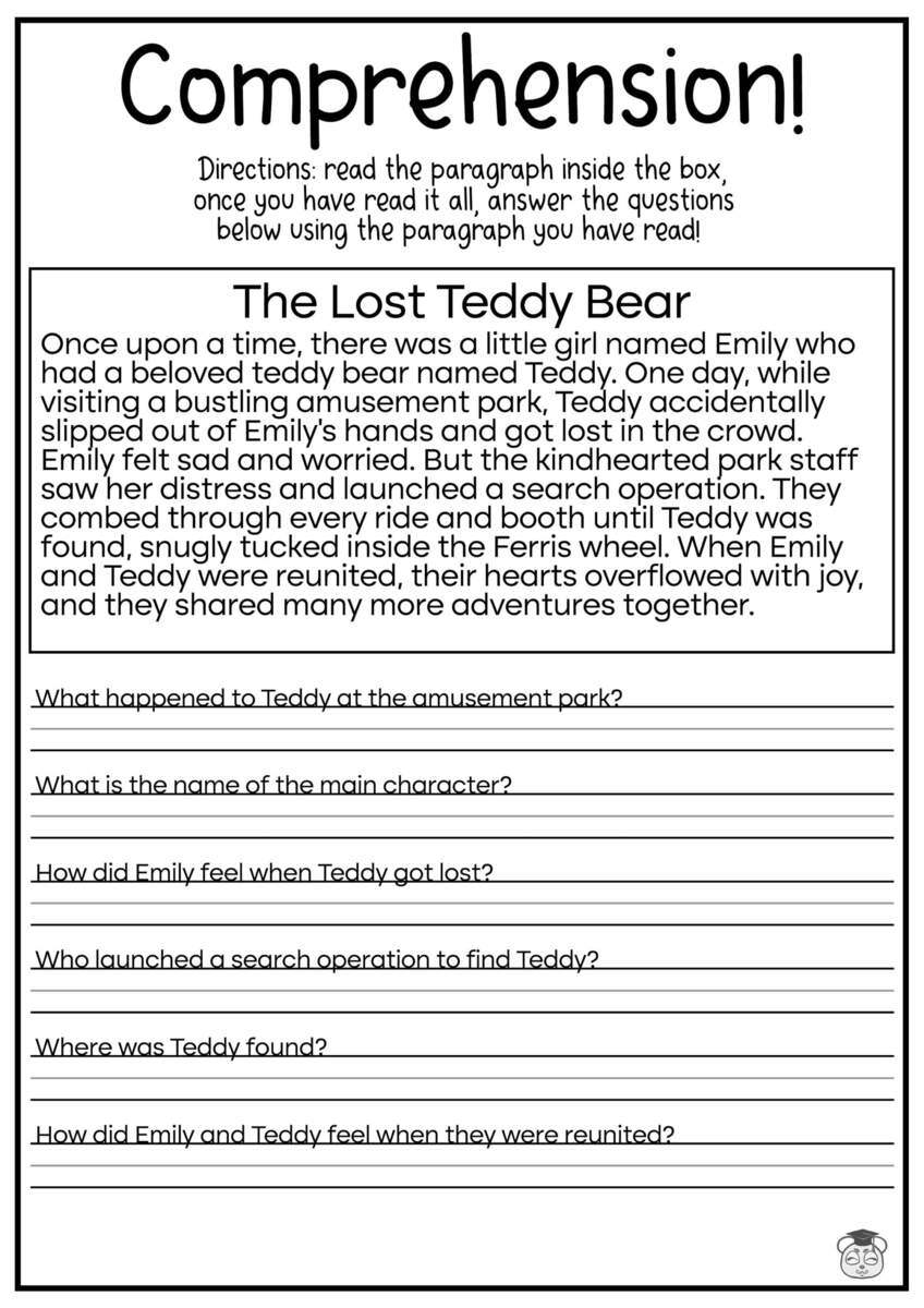 5 Printable Reading Comprehension English Worksheets Ages 4 7 KG1 To Grade 2 Etsy Sweden