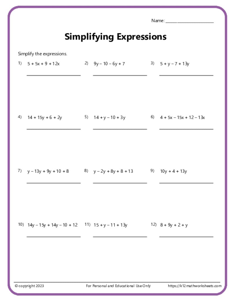 6th Grade Algebra Worksheets Free 6th Grade Math Worksheets Printable W Answers Mashup Math