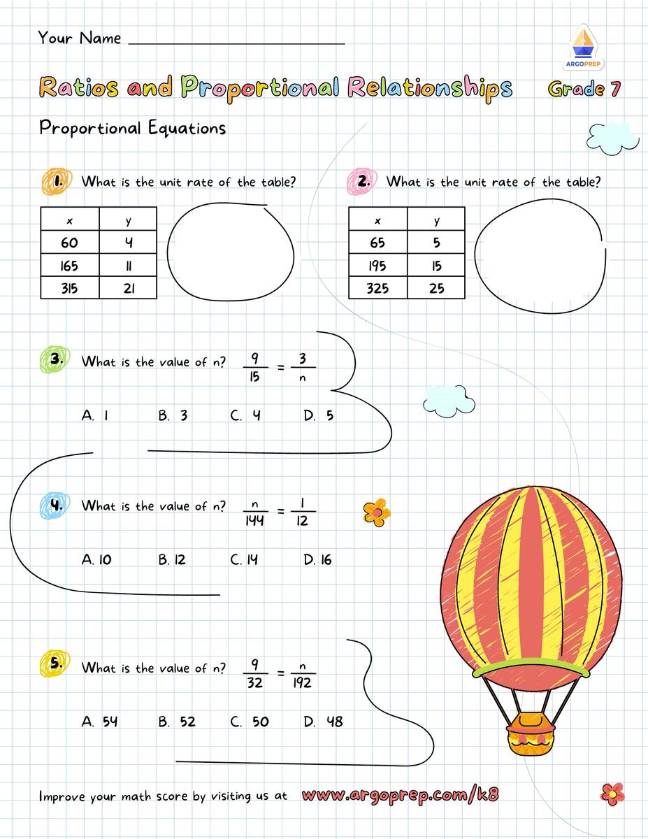 7th Grade Probability Ratios amp Proportional Relationships Worksheets For Free ArgoPrep