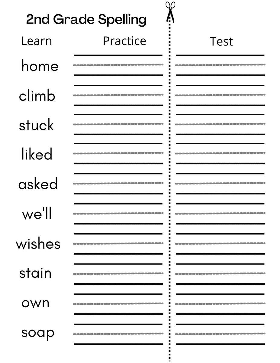 8 Printable Second Grade Writing Spelling Worksheets Spelling Test Etsy Question Words Worksheets With Answers 2nd Grade Writing Questions Activities Made By Teachers