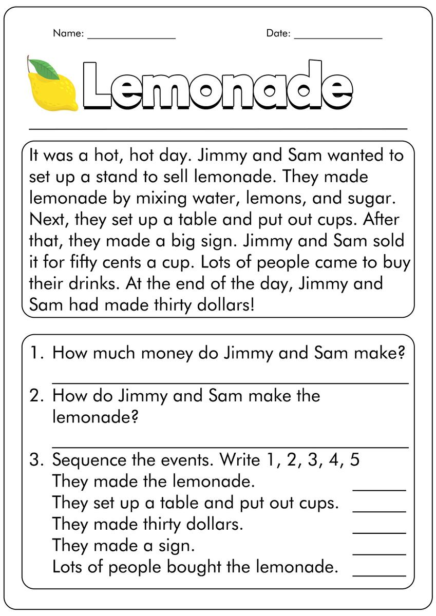 9 First Grade Reading Comprehension Worksheets Free PDF At Worksheets Library