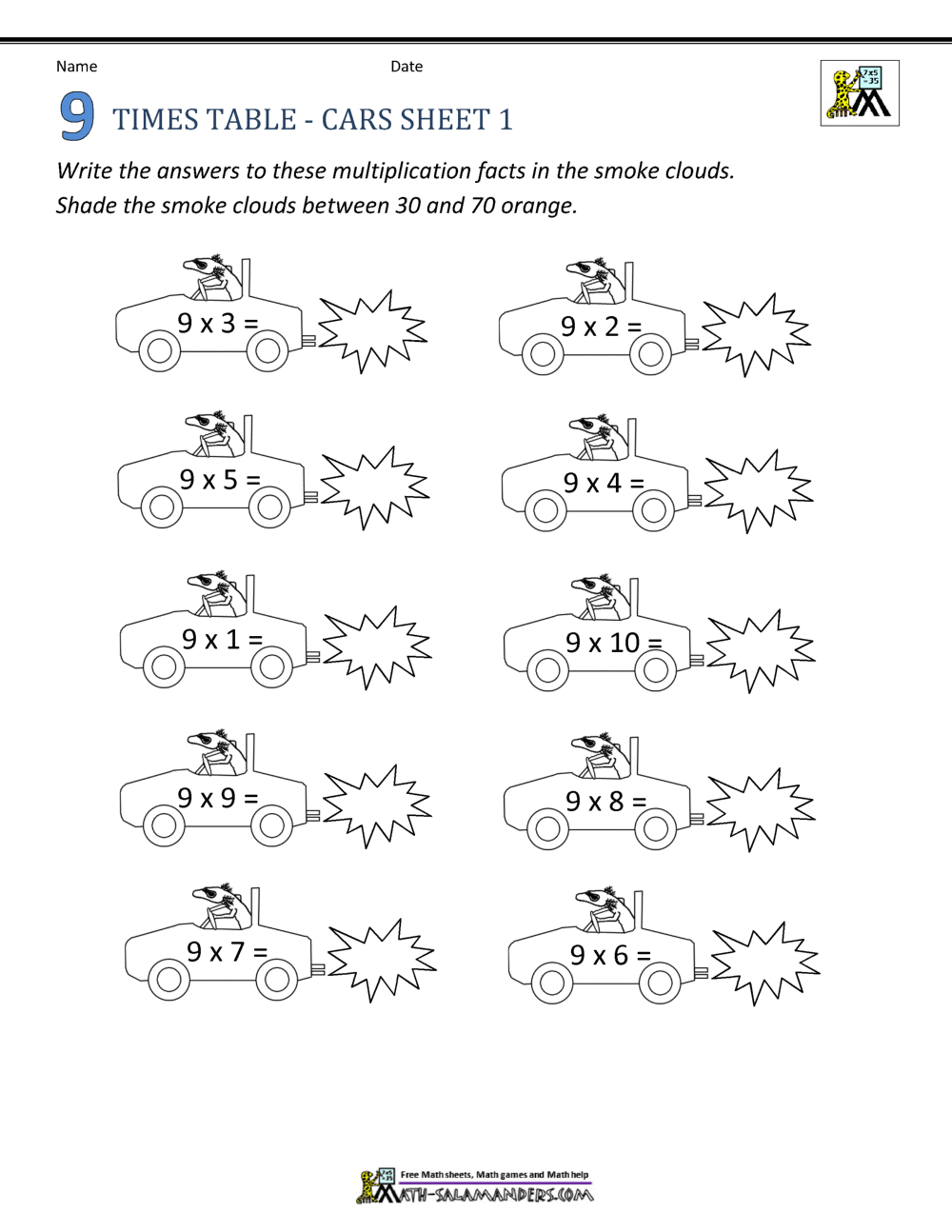 9 Times Table Worksheets 9 Times Table Worksheets