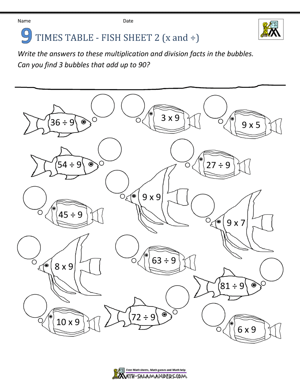 9 Times Table Worksheets 9 Times Table Worksheets