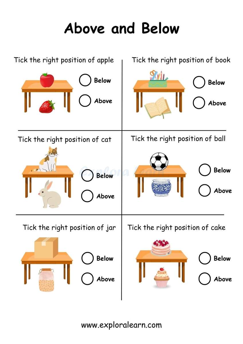 Above And Below Comparison Worksheets For Preschool And Kindergarten 2 To 6 Years Kids Above And Below Comparison Worksheets For Preschool And Kindergarten 2 To 6 Years Kids