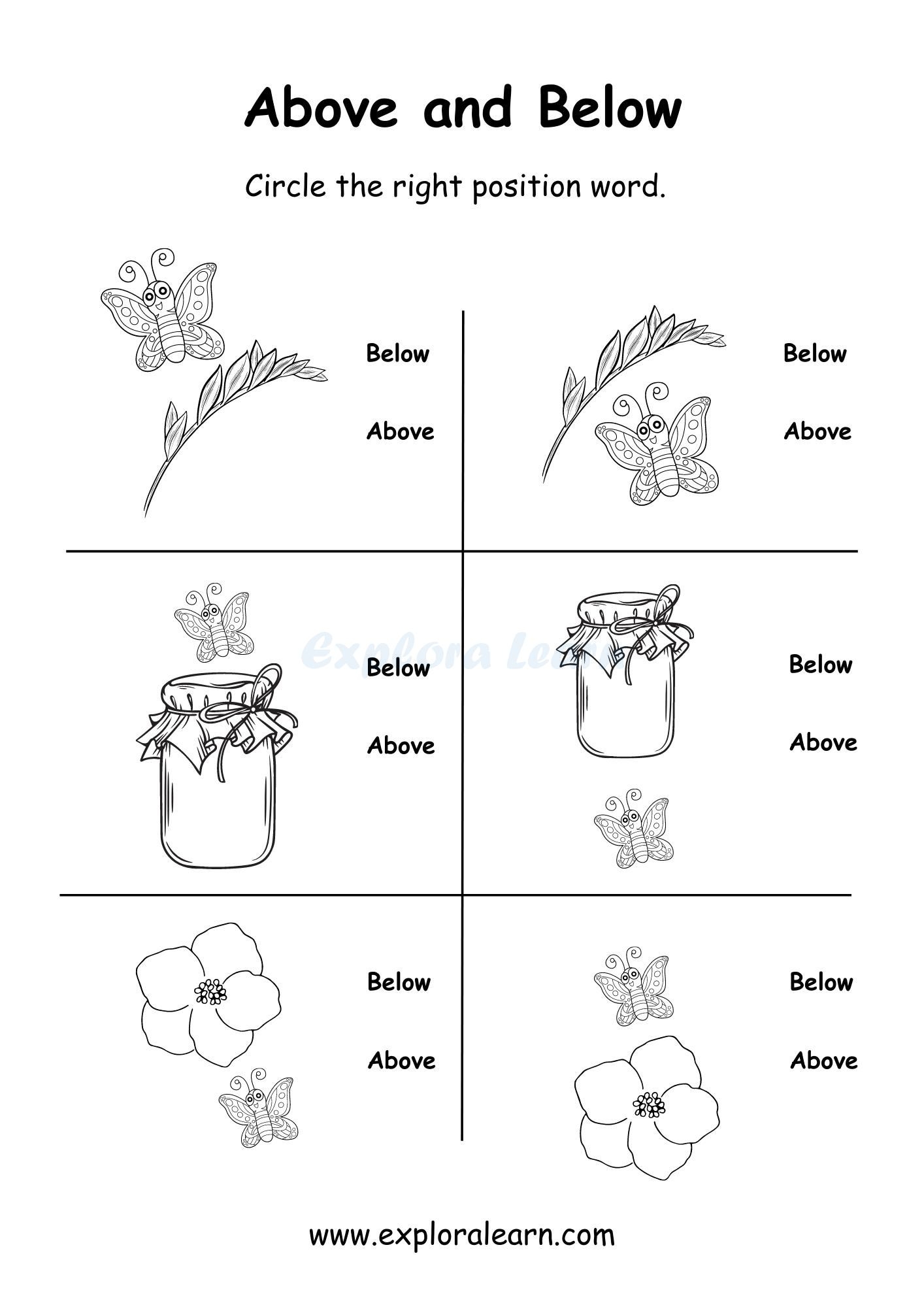 Above And Below Comparison Worksheets For Preschool And Kindergarten 2 To 6 Years Kids Above And Below Comparison Worksheets For Preschool And Kindergarten 2 To 6 Years Kids