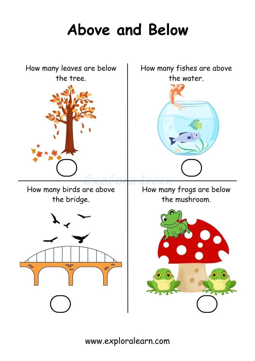 Above And Below Comparison Worksheets For Preschool And Kindergarten 2 To 6 Years Kids Above And Below Comparison Worksheets For Preschool And Kindergarten 2 To 6 Years Kids