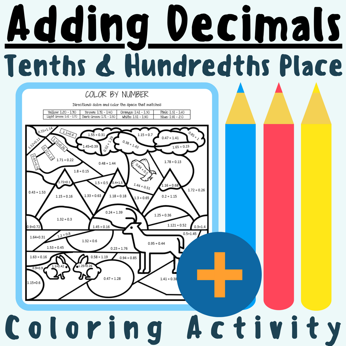 Adding Subtracting Decimals Color By Number Grades 4 5 Math Practice Funrithmetic