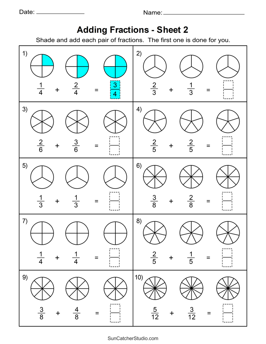 Adding And Subtracting Fractions Worksheets