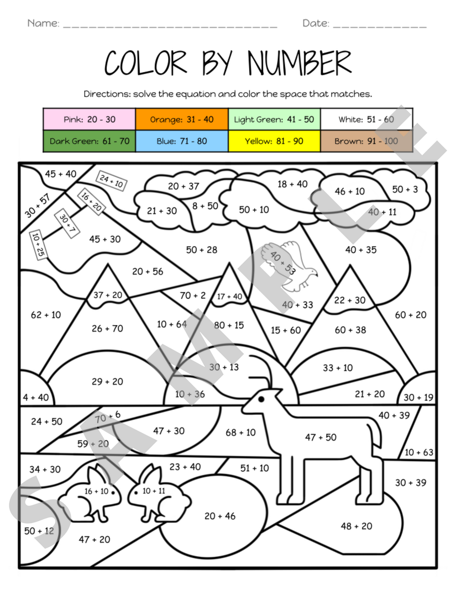 Adding With Base Ten Two Digit Place Value Color By Number Activity Worksheet K 5 Teachers Students Math Classroom Classful Color By Math Worksheets For Addition And Subtraction Practice That Kids Love Tunstall S Teaching
