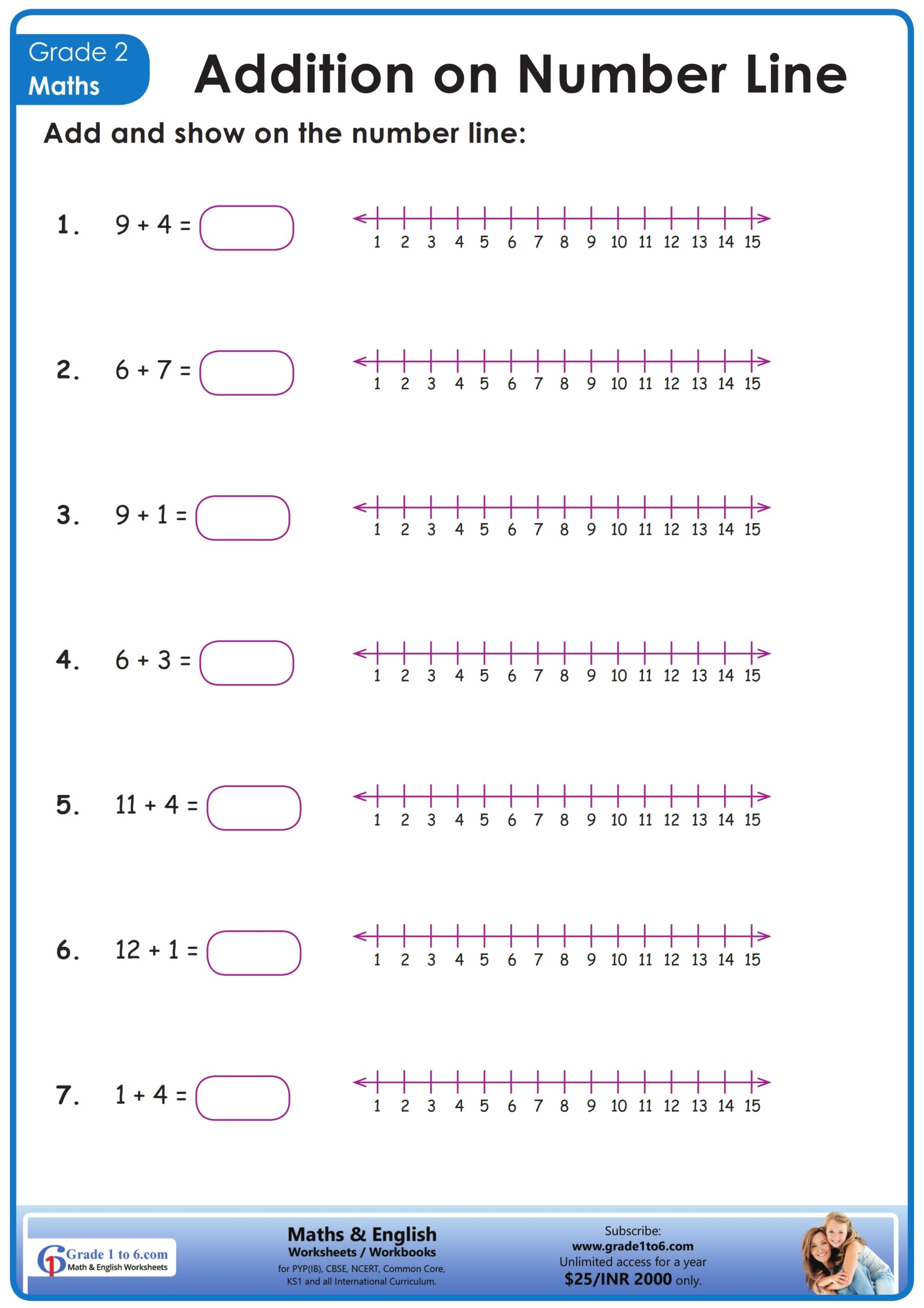 Addition On A Number Line Worksheet Grade1to6 Number Line Addition Superstar Worksheets