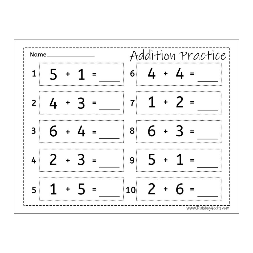 Addition Practice Raising Hooks Addition Practice Raising Hooks
