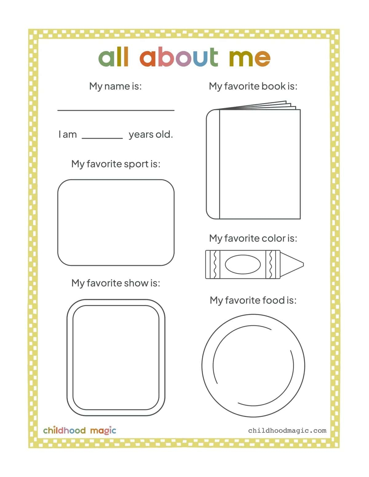 All About Me Free Printable Worksheets For Pre K To Elementary Childhood Magic All About Me Free Printable Worksheets For Pre K To Elementary Childhood Magic