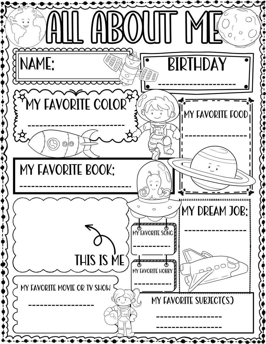 5 Free Printable Worksheets With All About Me Questions For Kids