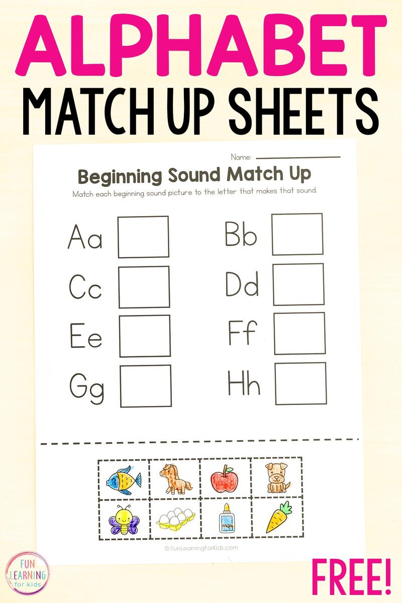 FREE Food Theme Letter Matching Worksheets