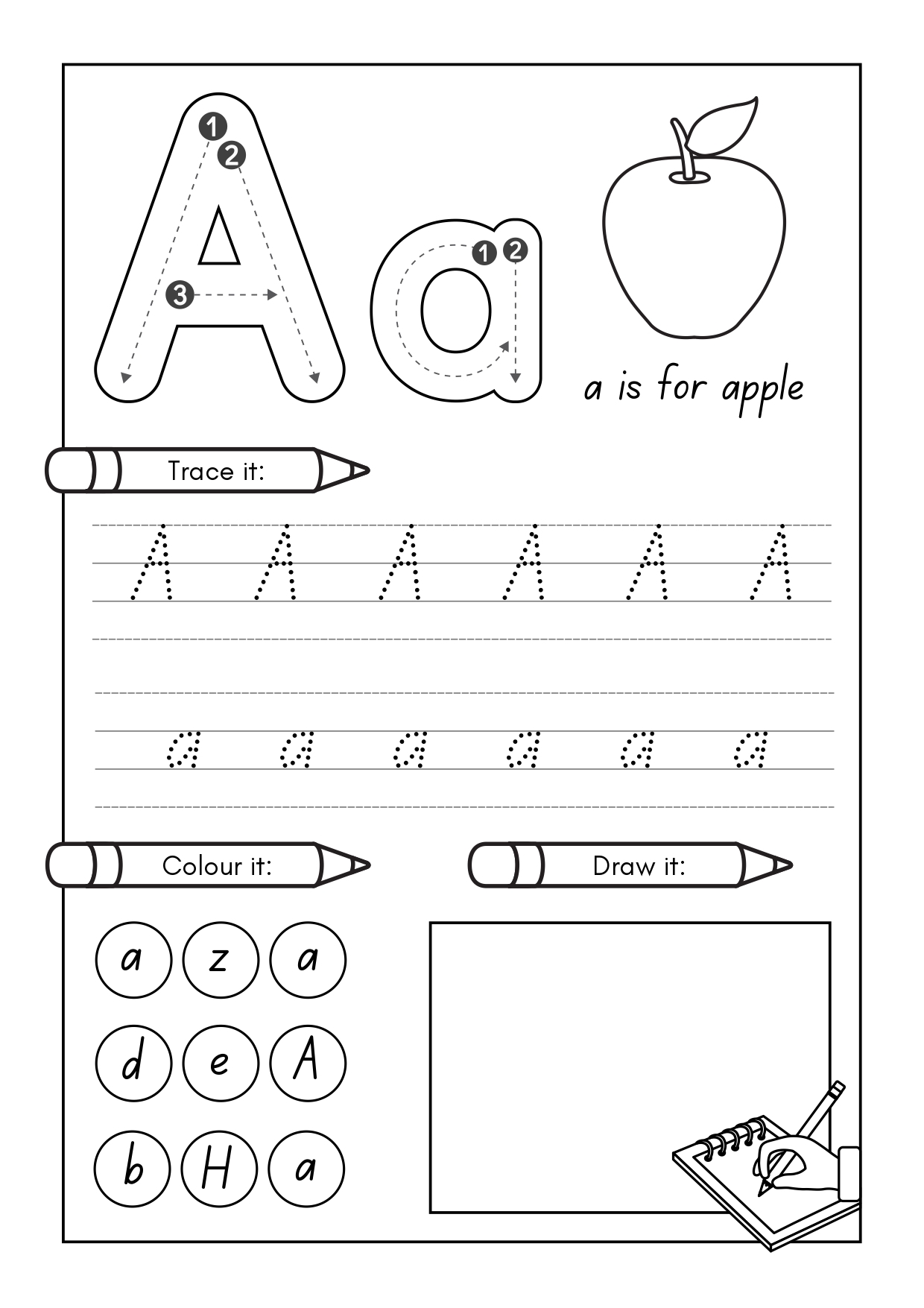 Lowercase Letter A Tracing Worksheet Doozy Moo