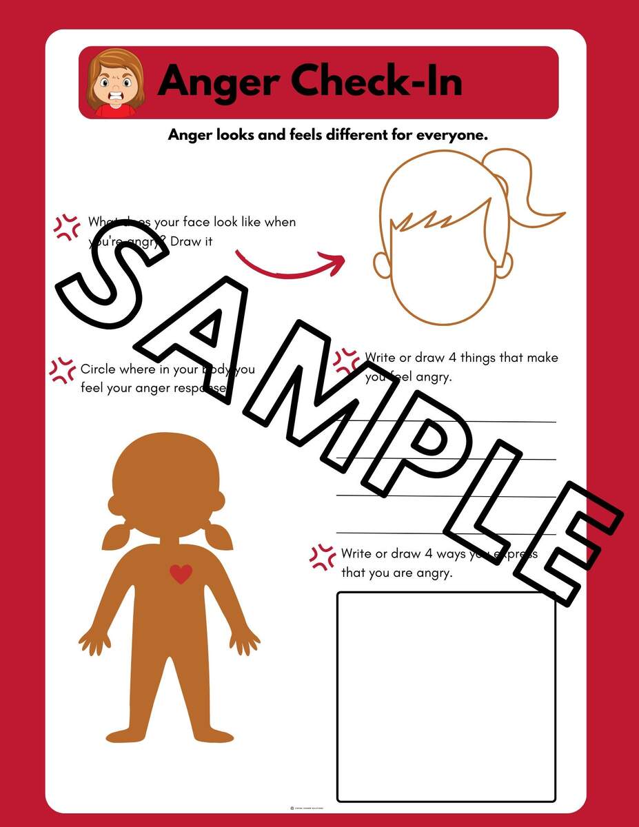 Anger Worksheet Kids Anger Worksheet Emotions Check In Etsy I Can Cope With Feeling ANGRY F