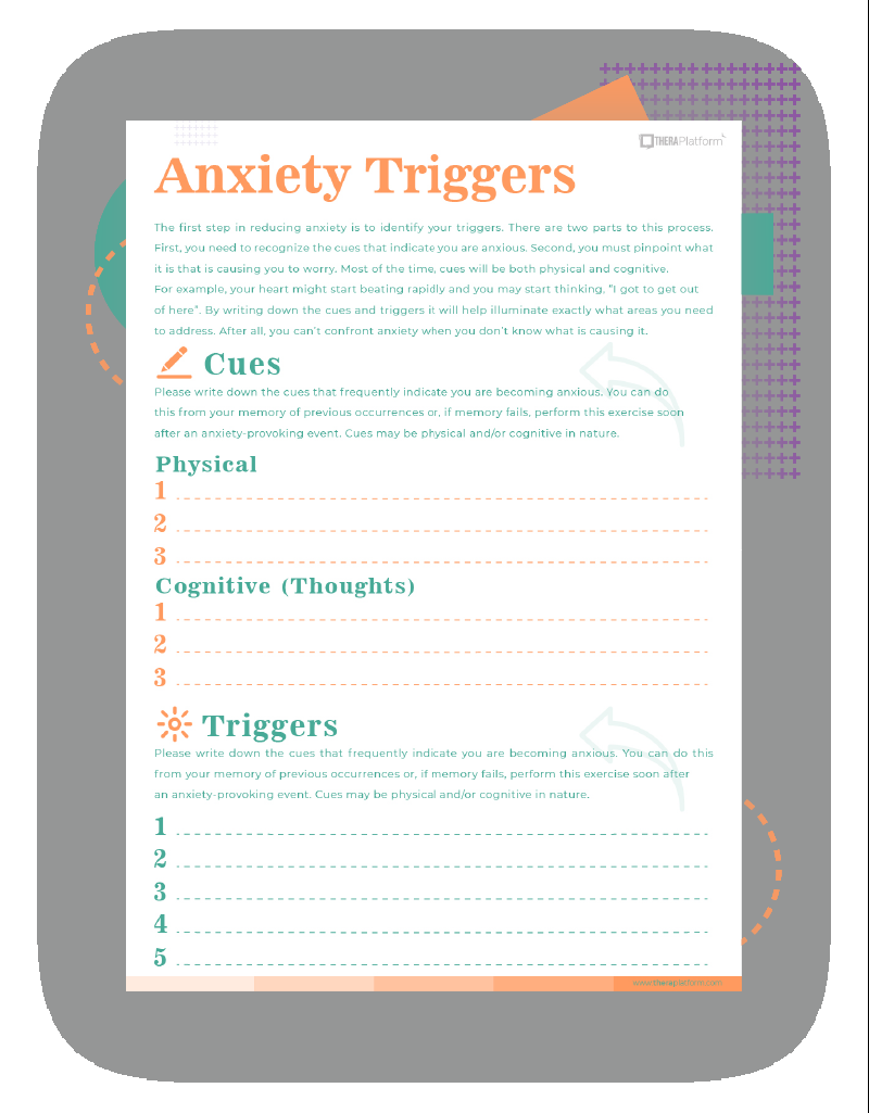Anxiety Worksheets TheraPlatform Resources